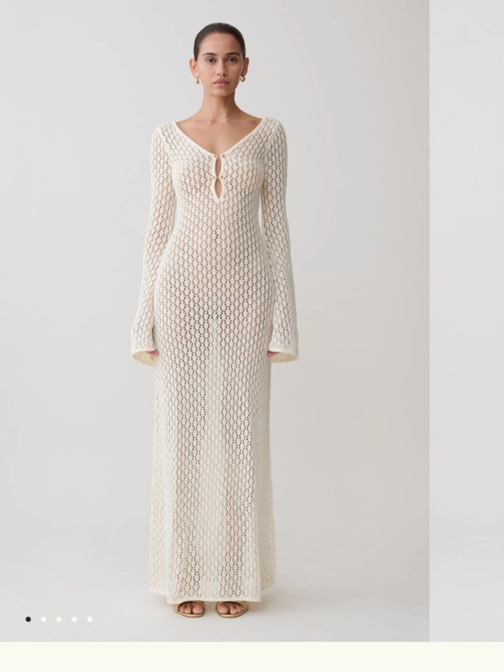 Kayleigh
Crochet Fishtail Flare Sleeve Maxi Dress - White